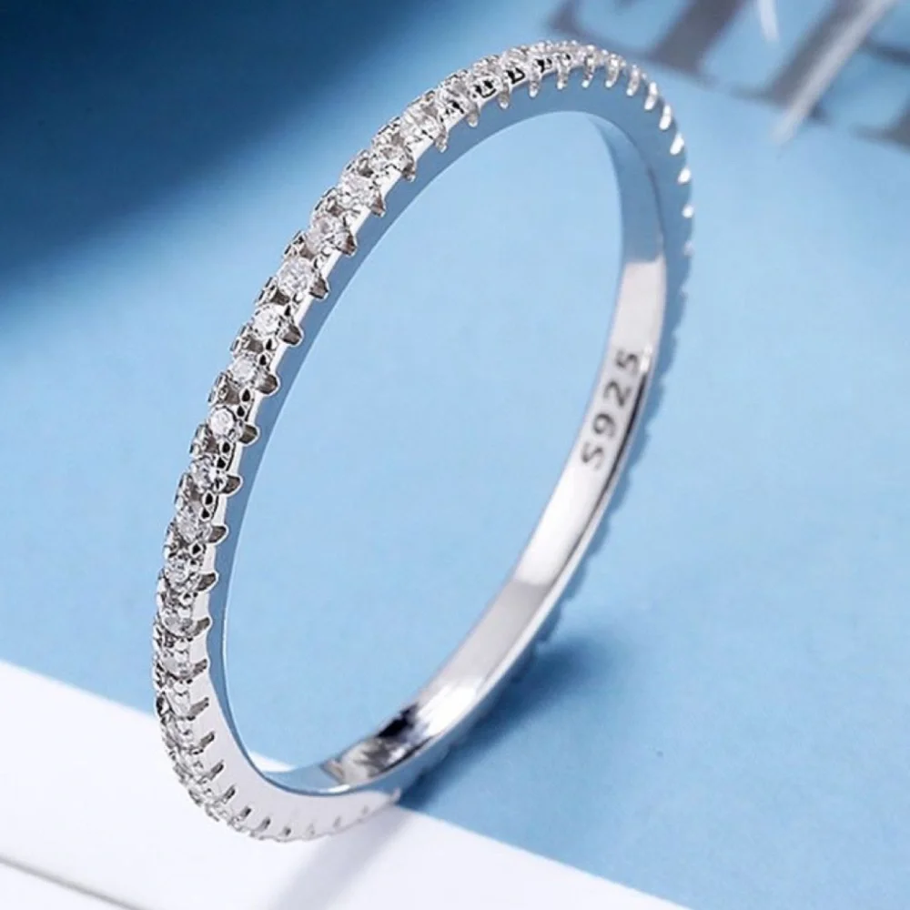 NEW STERLING SILVER FULL ETERNITY RING - Picture 4 of 4